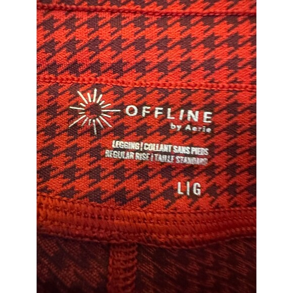 Offline By Aerie Pants Womens L Large Knit Red Houndstooth Pull On Ankle EUC - Picture 4 of 6